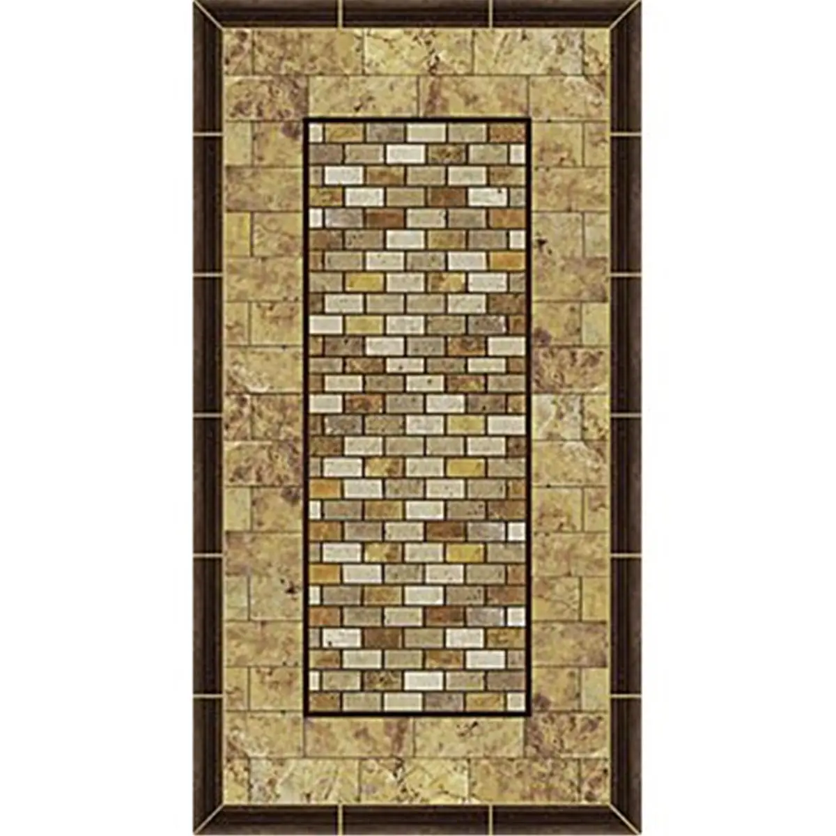 212 MAIN VersaTraction Kahuna Grip Synthetic Patent Anti-Slip Peel-and-Stick Bathroom Floor Mat, Stone Frame Design 2, Bathroom Accessory, Bath Decor