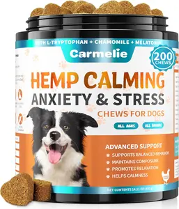 Carmelie Advanced Calming Chews for Dogs – Composure & Relaxation Treats, Soft Chews with Valerian Root & Chamomile, Tasty Chicken Flavor