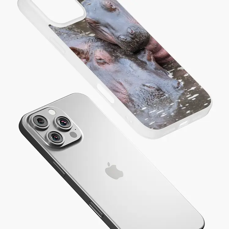 Baby Hippo with mother for phone case ip 11 12 13 14 15 16 Pro Max Plus Mini, phone case ss Model
