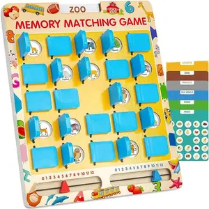 Matching Memory Game for Kids Ages 3-8, Wooden Board Game for Boys & Girls, Toddler Travel Toy for Car & Airplane, Road Trip Essentials, Preschool Learning Activity, Birthday Gift
