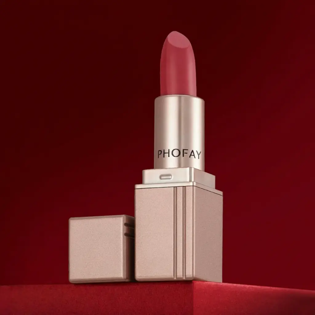 PHOFAY Matte Lipstick (Shade 01) - Glossy Finish, Long-Lasting Waterproof Color, Nourishing Formula, Smooth Application, 3.5g Makeup Cosmetic