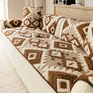 Soft Plush Sofa Cushion, Pet-Friendly Decorative Seat Pad, Fine Texture, 3D Pattern Design, Bedroom Office Living Room Decoration, Sofa Cushion Cover