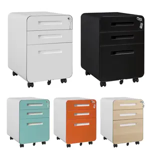 Garvee Upgraded 3-Drawer Metal File Cabinet, Lockable & Mobile, Under Desk Storage, Fits A4, Letter, Legal Files, Fully Assembled, Anti-Tilt Design, 5 Wheels, Durable Steel Construction