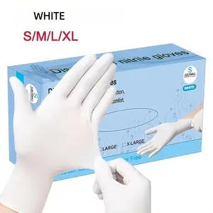 Multi-Purpose White Nitrile Gloves: High-Elasticity Cleaning Gloves for Kitchen, Bathroom & Household Chores |   Latex-Free & Powder-Free |   S/M/L/XL