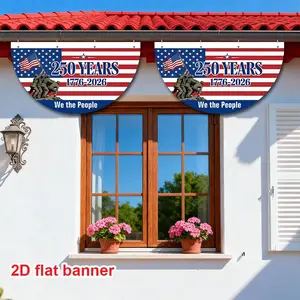 1pc 250th Anniversary American Independence Semi-Circle Flag,  Commemorative Banner for Outdoor Front Door Porch Wall Decor