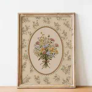 Vintage Wildflower Bouquet Print: Cottagecore Nursery Art  | Frameless Poster 4