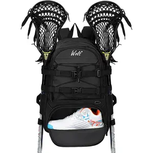 WOLT Lacrosse Bag-Lacrosse Backpack with Two Sticks Holder-Large Field Hockey Bag Holds All Sport Gears O0O-B18