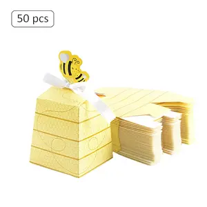50 Pcs Thickened Cartoon Bee Gift Boxes, Portable Party Favor Boxes, Small Holiday Gift Wrapping, Ideal for Mother's Day, Weddings, Bridal Gifts