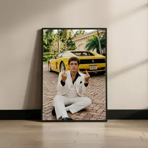 Tony Montana'a Scarface Poster Wall Art, Iconic Mafia'a Movie Scene Print, Gangster Decor, Classic Crime Film Art, Poster  No Frame