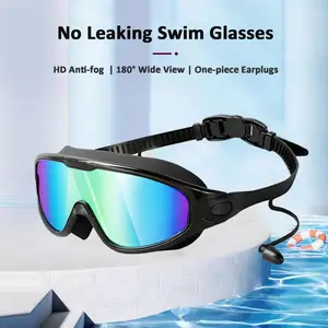 Swim Goggles, Rimless Wide View Swimming Goggles for Adult, Anti-Fog UV Leaking Pool Goggles for Men Women