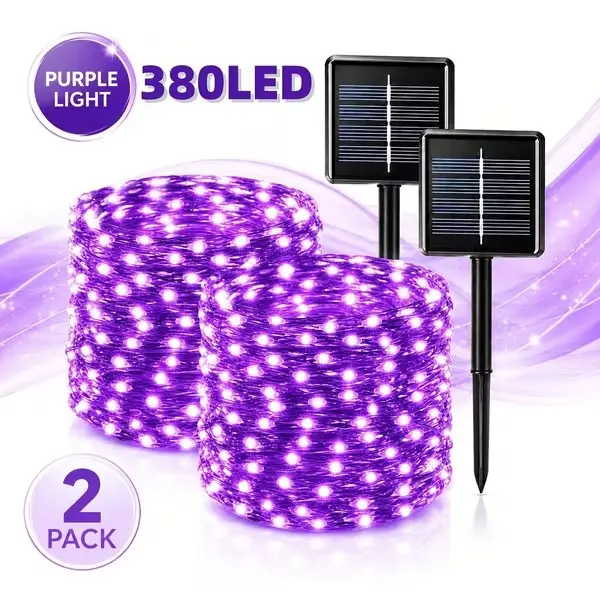 2PCS Halloween Solar Fairy String Lights, Copper Wire Twinkle Lights for Outdoor Yard, Indoor Party, Bedroom and Spooky Holiday Decorations
