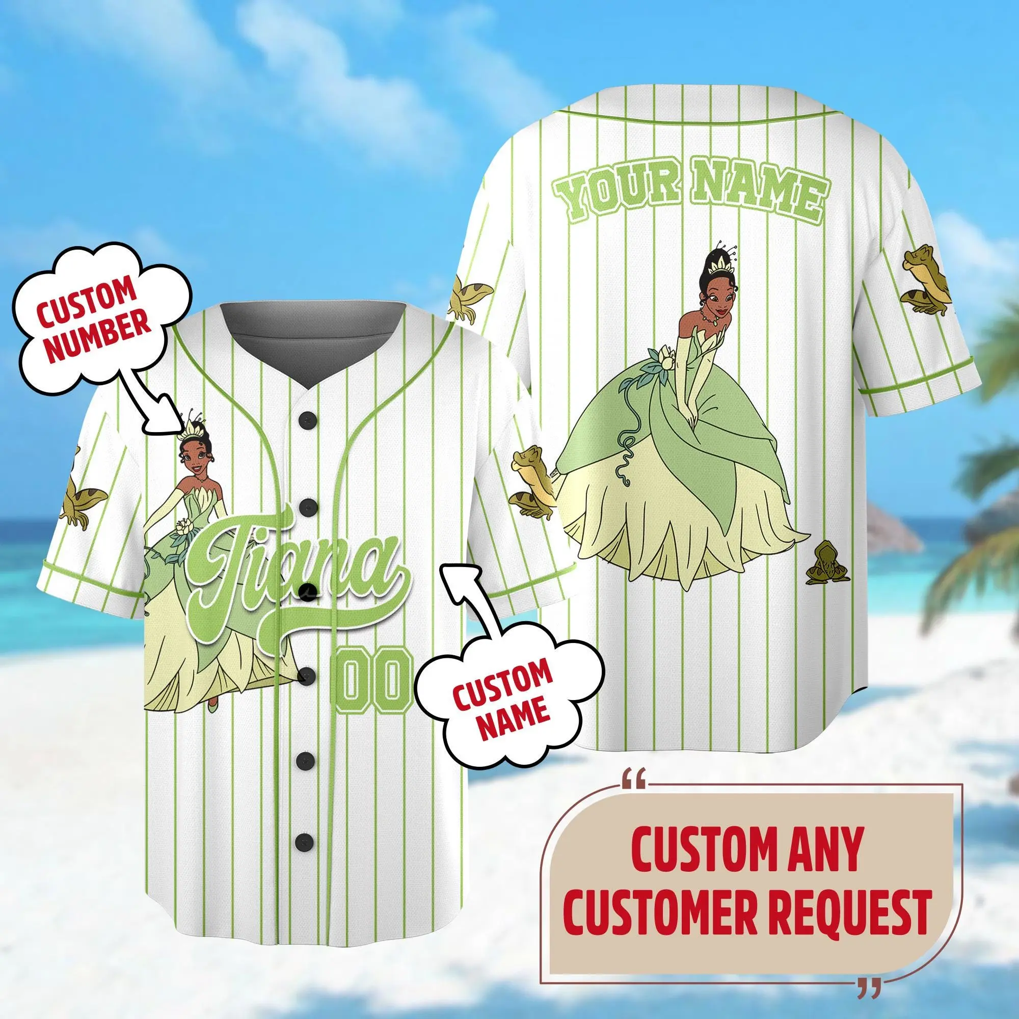 Personalized   Tiana Princess Baseball Jersey  Princess And The Frog Basketball Jersey  Tiana Birthday Girl Gift  Family Trip Shirt