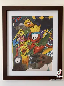 Fall Guys KING Artistic Wall Print for Room Decor Fun Exciting Game for All Ages Must-Play for Fans Game Ornaments Decoration