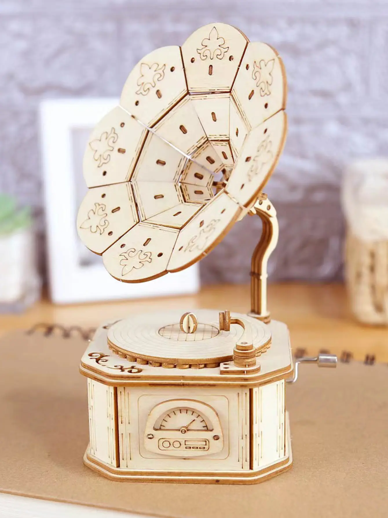 3D Wooden Puzzle Phonograph Music Box - "You Are My Sunshine" Handmade DIY Assembly Model Kit, Happy Birthday Holiday Christmas Gift (Toys & Hobbies, Games & Puzzles), Three-Dimensional