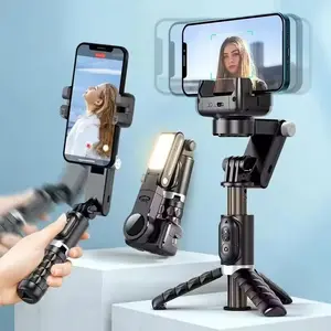Desktop Following the shooting Mode Gimbal Stabilizer Selfie Stick Tripod with Fill Light for iPhone Cell Phone Smartphone