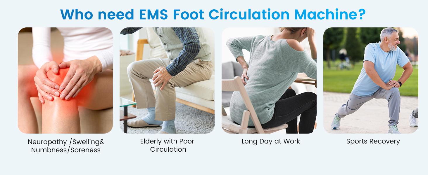 EMS Foot Massager for Neuropathy, NMES Foot Stimulator for Neuropathy Feet Nerve FSA&HSA Eligible item Electric Foot Massager for Circulation and Pain Relief with 4 TENS Unit Muscle Stimulator Pads