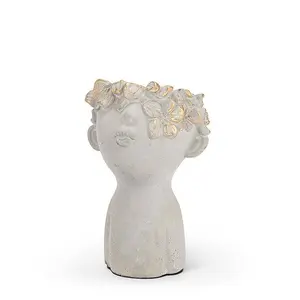 Small Kissing Face Planter with Gold-7.5"H