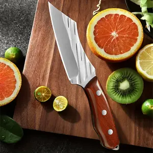 High quality handmade forged meat cleaver - ultra sharp steak knife, barbecue knife, kitchen chef's knife, kitchen cutting tool, ergonomic solid wood handle, handmade leather sheath - perfect for home kitchen, camping, barbecue cooking use