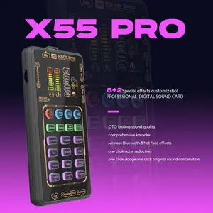 X55 Pro Compact Digital Sound Card Set - Portable Handheld Audio Interface Kit with Microphone, Type-C & iPhone Compatible Streaming Device