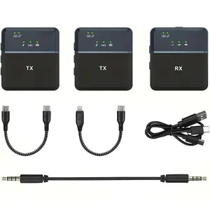 SX9 Wireless Microphone for PC/iPhone & USB C/Camera 2 Microphones 1 Receiver Ultra-Long Life 360° Noise Reduction HD Radio for Vlog Live Video Recording