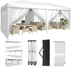 Aoxun  Pop Up Canopy Tent with 6 Removable Sidewalls, One Push Party Tent Waterproof Outdoor Canopy with 3 Adjustable Height, Portable Tents for Parties, Wedding, Commercial, Market