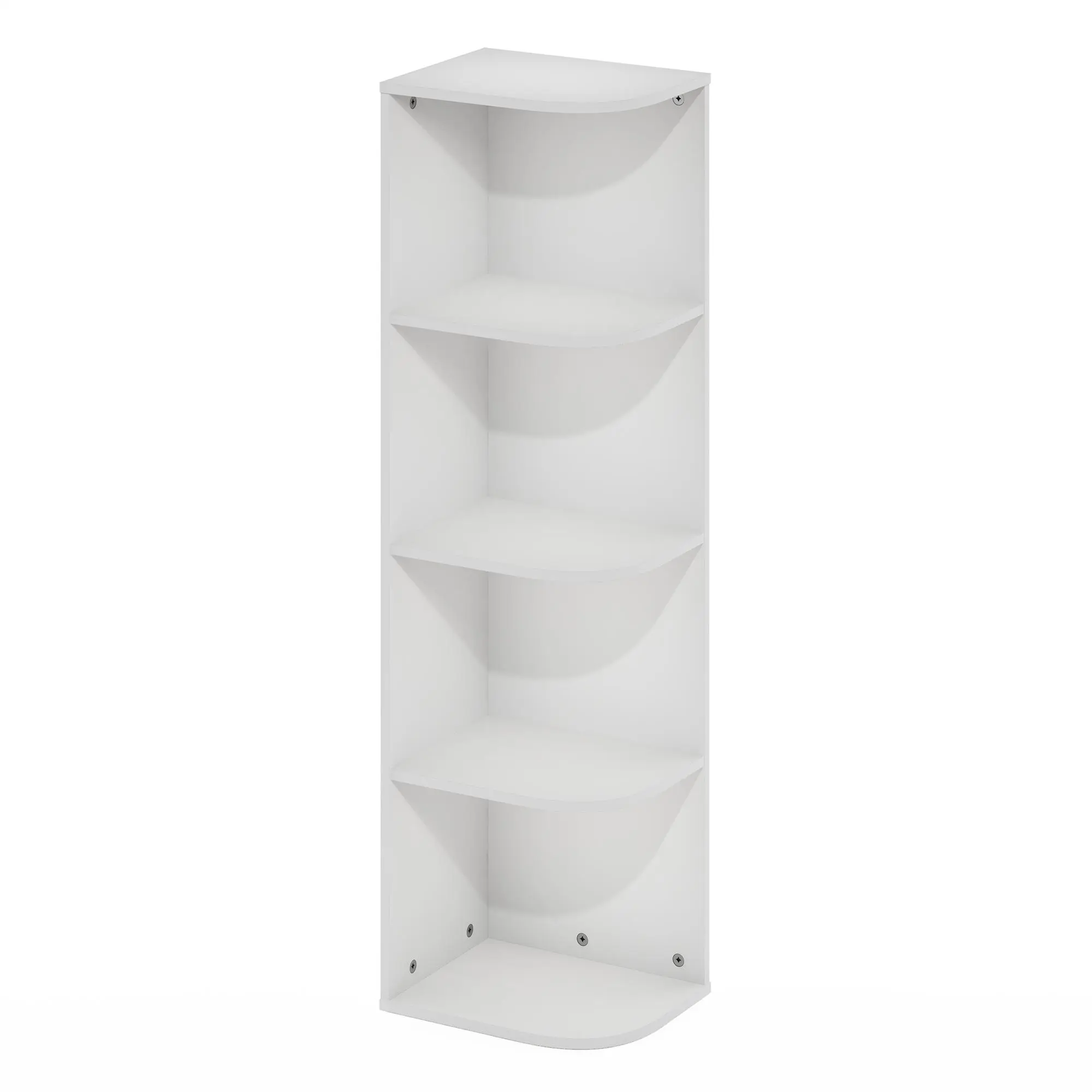 PASIR Bookcase, 4-Tier Corner Open Shelf Bookcase, Standing Bookcase, for Organization and Storage, 9.3 x 12 x 41.4, for Living Room Bedroom Home Office, White
