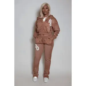 Tyona Mocha Rhinestone Stacked Flare Track Set