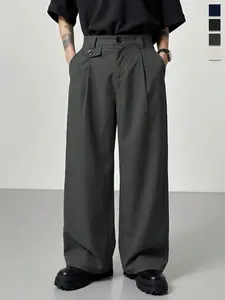 Men's Casual Parachute Track Pants Wide Leg Elastic Waist Drawstring Streetwear Lightweight Quick Dry Daily Workout Outdoor Loose Fit Fashion Trousers