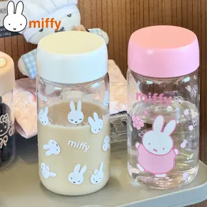 Cute Miffy Kawaii Water Cup Cartoon Transparent Plastic Cup Portable Cup Fashion Rabbit Pocket Cup Christmas Gift