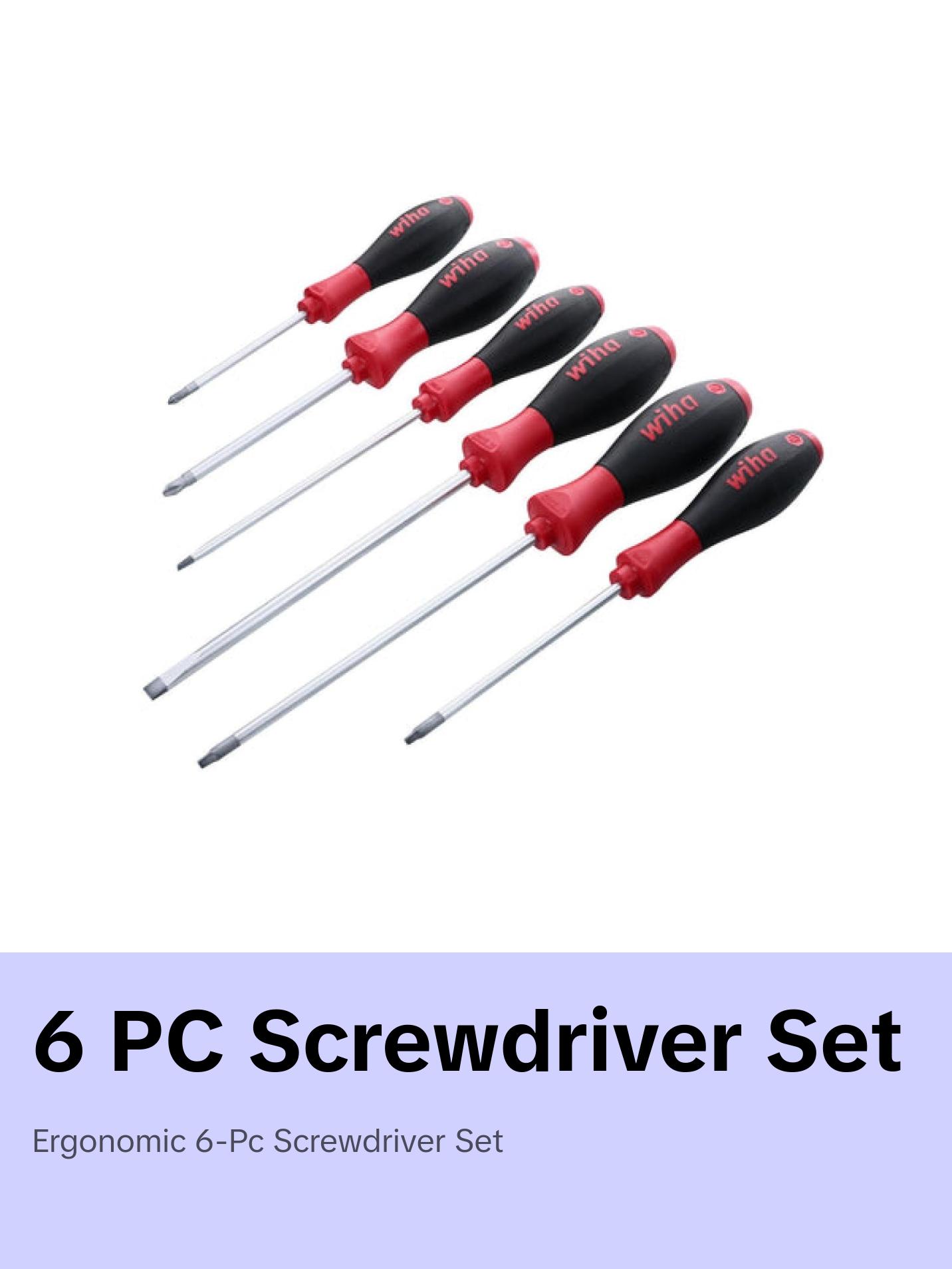 Wiha Tools 30291 SoftFinish Slotted / Phillips / Square Screwdriver Set, 6 Pc.