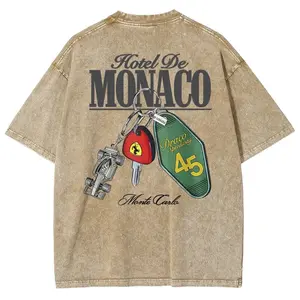 Hotel De Monaco Racing Poster Vintage Washed Tee 90s Men's Graphic Tee t Shirts Funny Graphic Tee Good Graphic Tees Graphic Tees Streetwear Outfits Men Vacation Outfits Oversized Tshirt Men