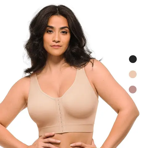 Shapellx Bare Essentials AirSlim Unlined Wireless Back Support Front Closure Bra Back to School