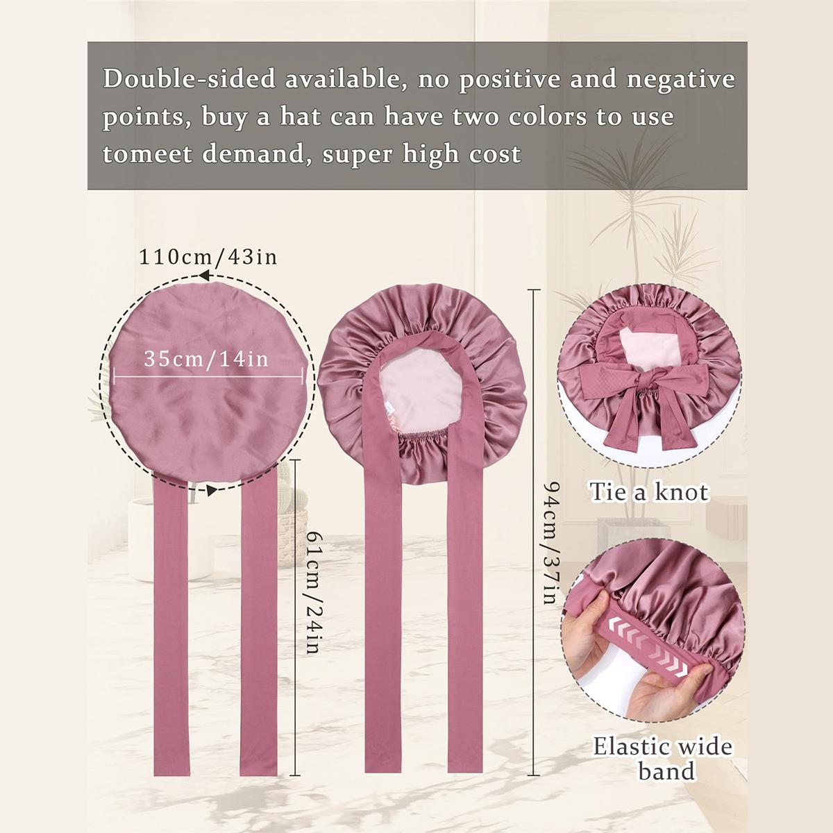 100% Mulberry Silk Bonnets for Sleeping Women Double Layer Hair Bonnet Natural Silk Cap with Elastic Tie Band Reversible Nightcap Gifts for Female