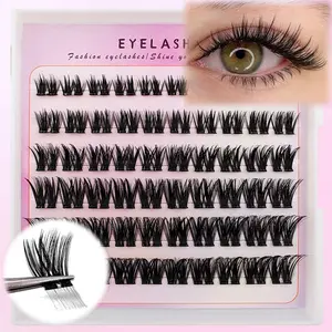 Natural Cat Eye Look False Eyelashes, No Glue Needed, Dense Anime Style, Perfect for Beginners, 60 Cluster Lash Clusters