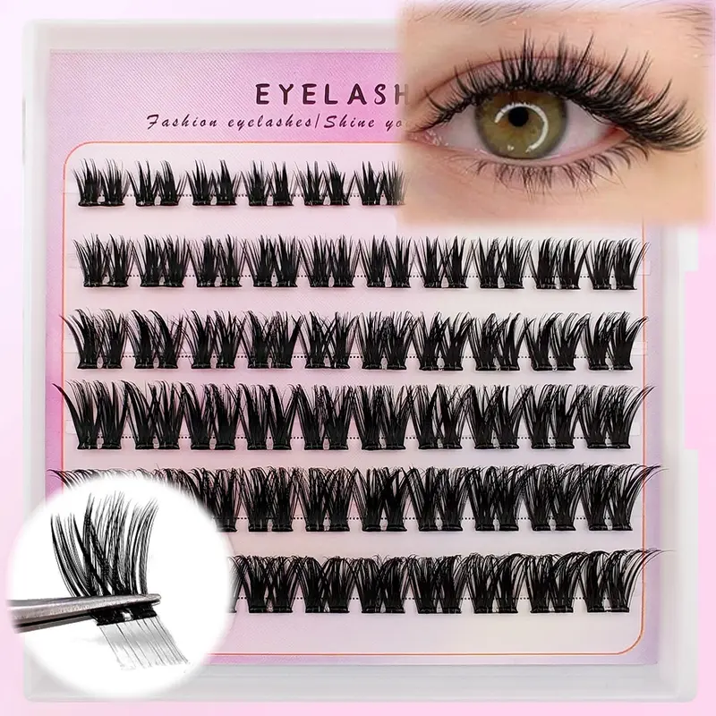Natural Cat Eye Look False Eyelashes, No Glue Needed, Dense Anime Style, Perfect for Beginners, Diy False Eyelashes, Glueless Lashes Clusters, 60 Cluster Lash Clusters