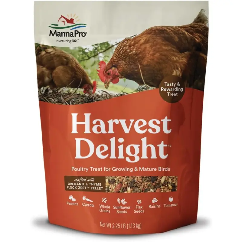 Harvest Delight Poultry Treat, Whole Grain & Seed Mix with Fruits & Vegetables, 14% Protein Snack for Chickens, Ducks & Mixed Flocks, 2.25 lb
