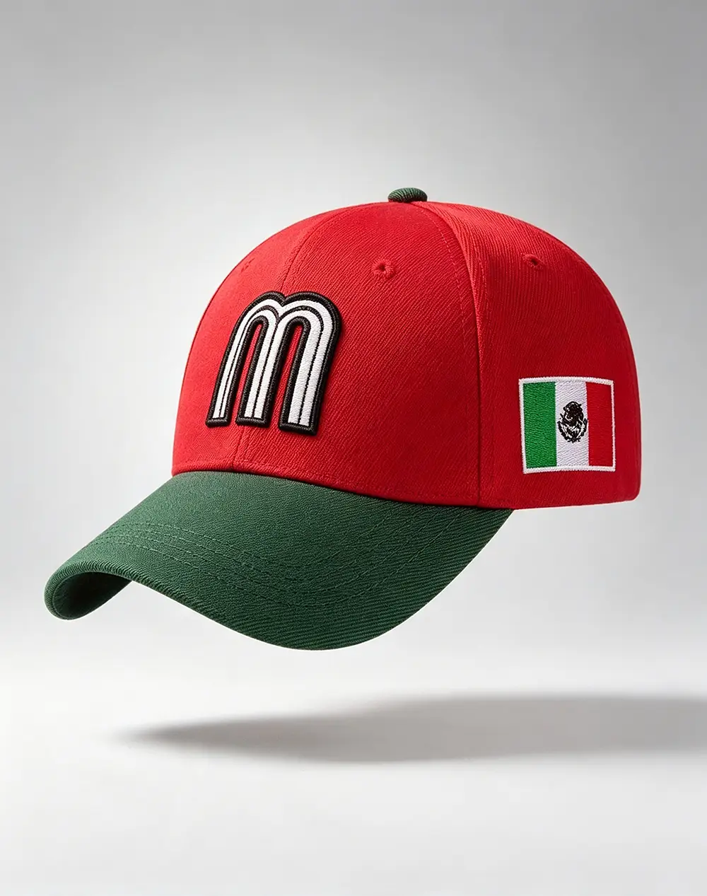 Unisex Adjustable Fit Embroidered M-Letter Baseball Cap - Mexican Flag Print, Hip-Hop Net Style Black Cap for Everyday Outdoor Casual Wear