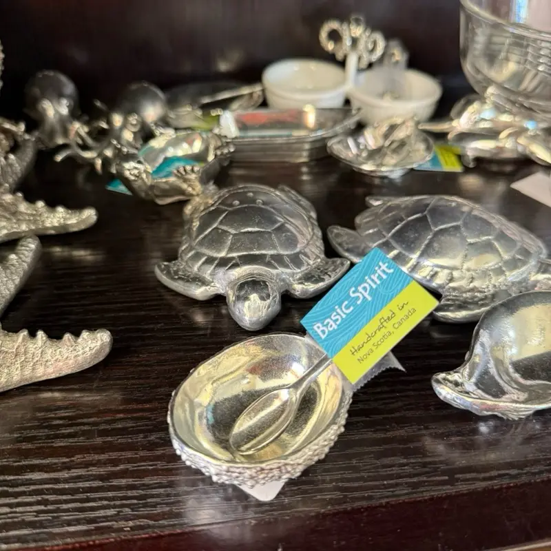 Mini Sea Urchin salt cellar handmade pewter with spoon