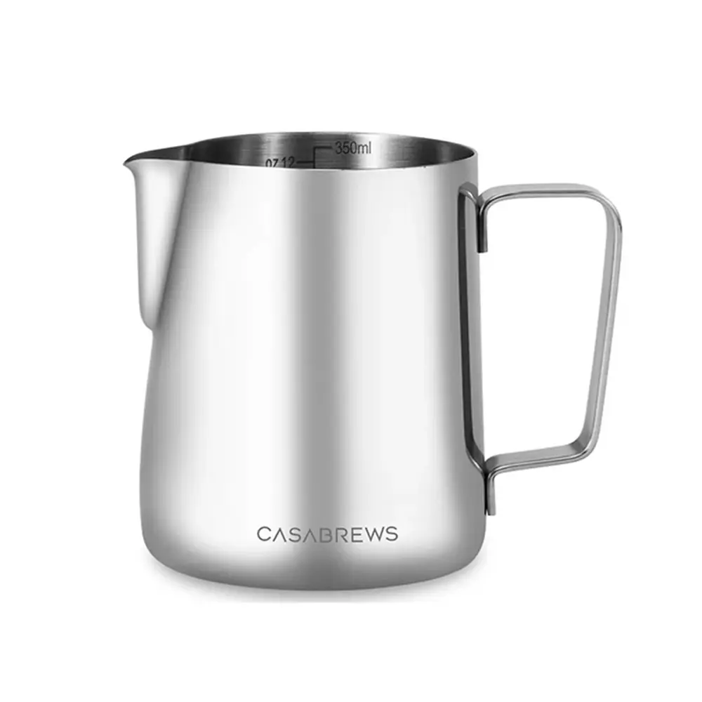 CASABREWS 12oz Milk Frothing Pitcher, 350ml Stainless Steel Milk Pitcher with Sharp Spout for Latte Art, Ergonomic Handle & Measurement Marks CASABREWS 12oz Milk Frothing Pitcher, 350ml Stainless Steel Milk Pitcher with Sharp Spout for Latte Art, Ergonomic Handle & Measurement Marks