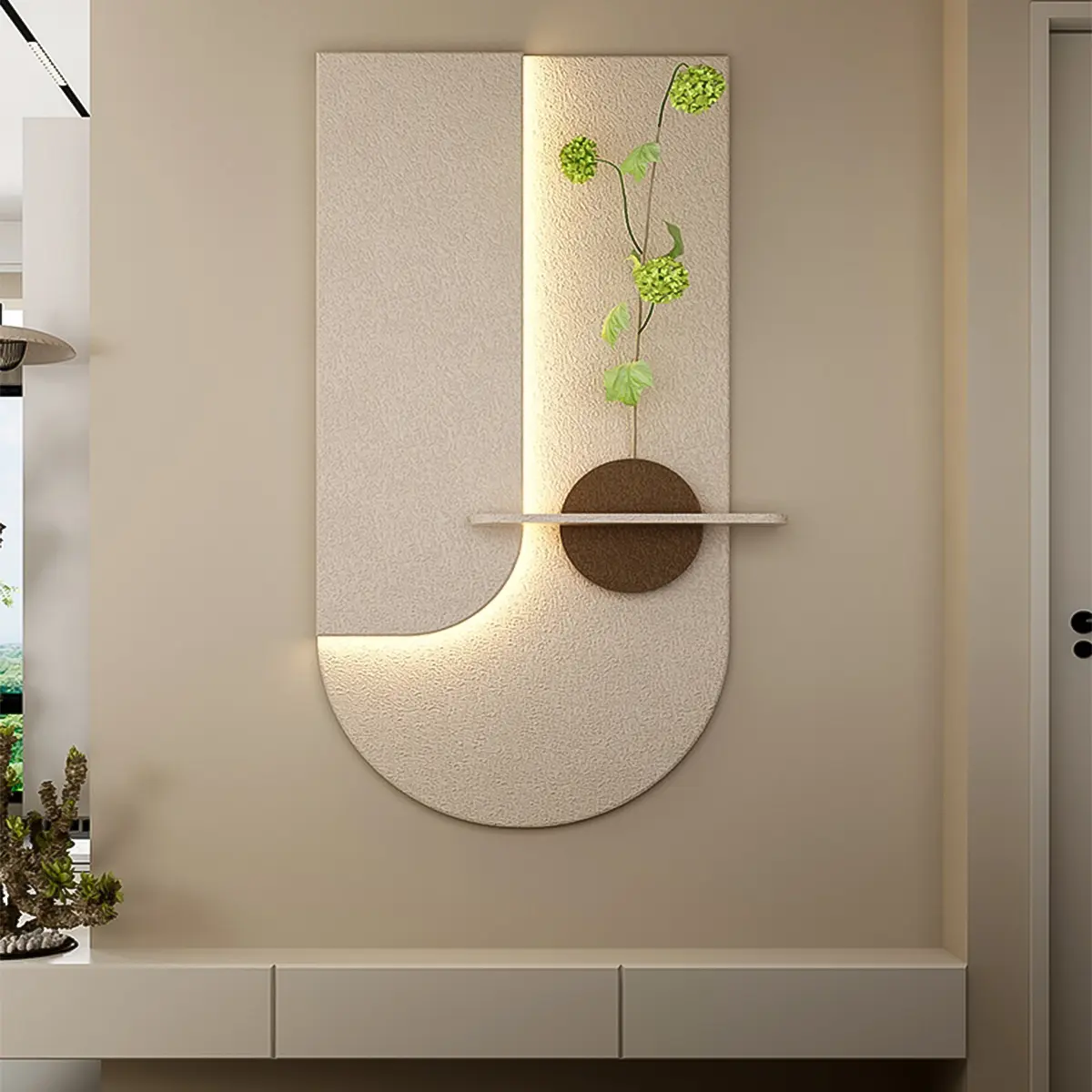 White Minimalist Wall Art with Adjustable Remote-Control LED Lighting Mosaic Lamp Flower Lamp