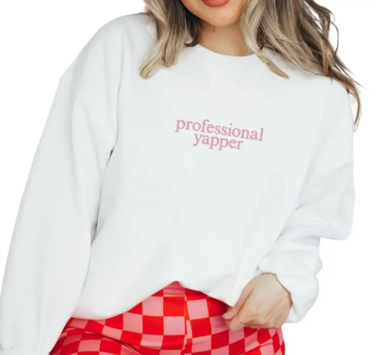 Professional Yapper Embroidered Sweatshirt, Pro Yapper Sweater, Mom Gift, Love to Talk Embroidery, Gift For Mom EMB