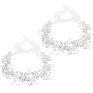 X-HDW03   2 Pcs Flower Girl Headpiece Rhinestone Crystal Wedding Headband Bridal Flower Headband for Girls Baby Hair (Silver)