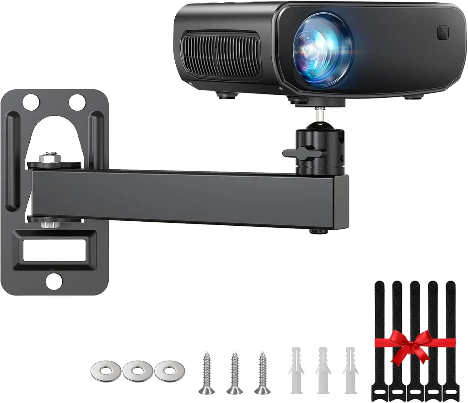 Mini Ceiling Wall Projector Mount Stand- Adjustable Tilt&Swivel Hanging Projector Holder Wall Mount Hanger Rack Stand for Mini Projector with  Ties