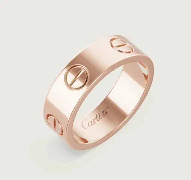 Pre-owned Cartier LOVE Ring Classic Model Rose Gold 750/1000 Width 5.5 mm，plain