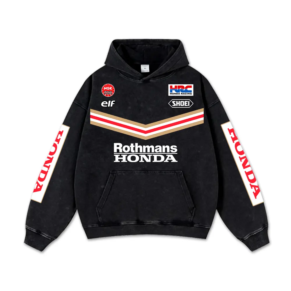 Retro Honda Rothmans Racing Washed Hoodie MotorGP World Champion