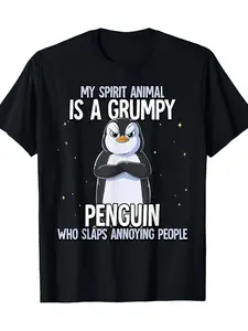Who Gets It! This Angry Penguin Reflects My Mental State, Casual Fitted Crop Top, Print Pattern, No Collar, No Button, No Zipper