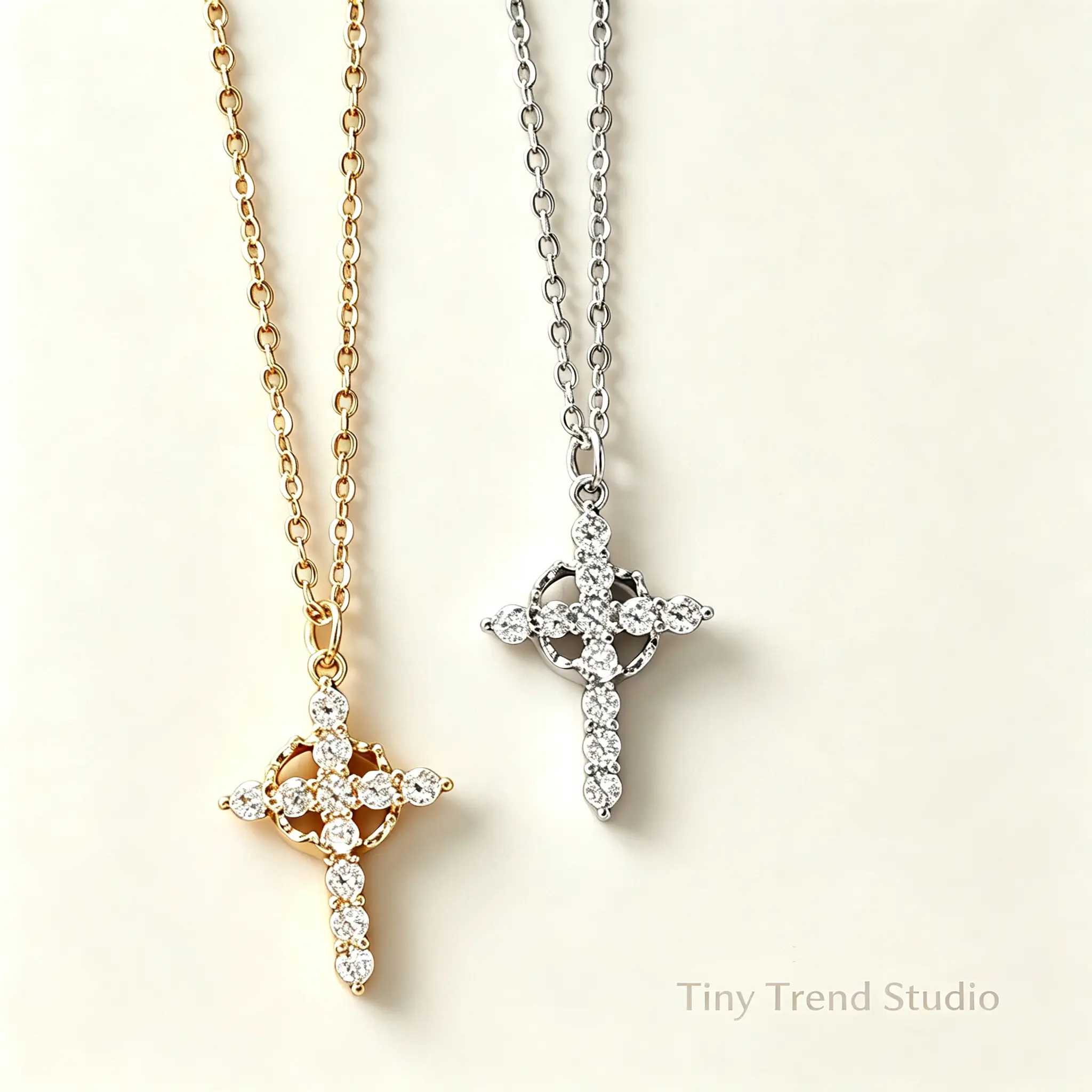 Dainty Crystal Saturn Star Cross Pendant Necklace for Women, Gold & Silver Tone Plated Tiny Planet Cross Choker, Adjustable 40cm+5cm Extender Chain, Minimalist Trendy Jewelry Gift for Teen Girls & Her, Daily Party Birthday Accessory