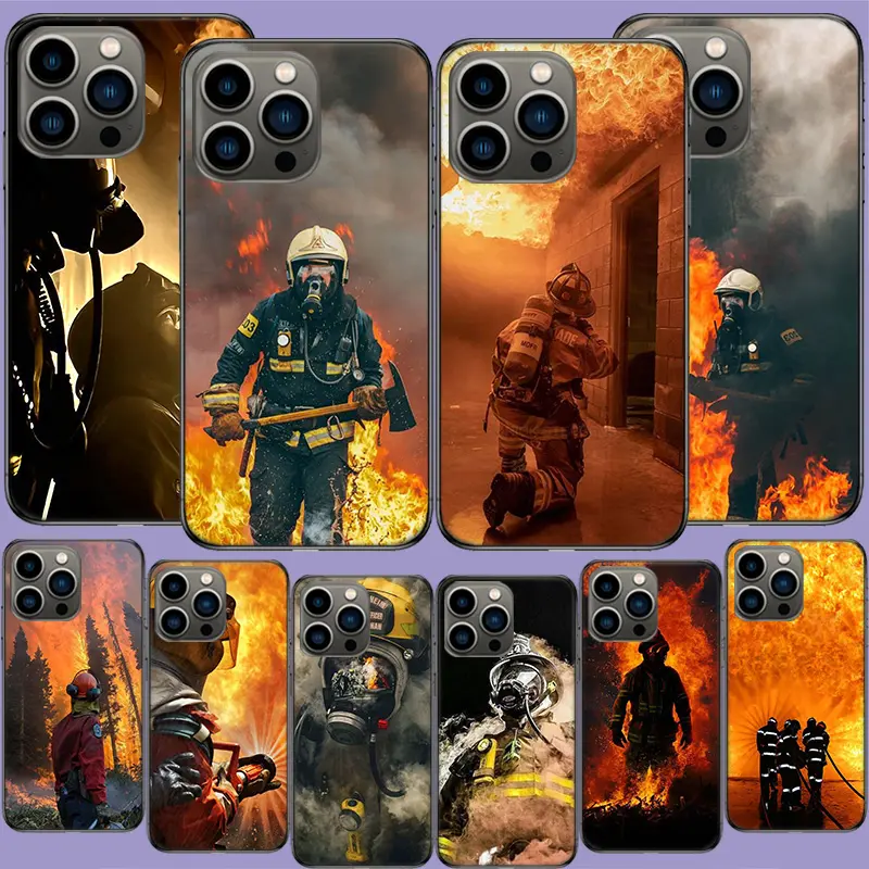 Firefighter Heroes Fireman Phone Case For Apple Iphone 16 13 Pro Max Coque 15 14 Plus Clear 12 Mini 11 Pro Cover Cute Fundas Sil