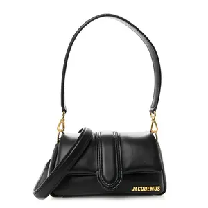 Pre-owned jacquemus Padded Lambskin Leather Shoulder Bags Padded Lambskin Le Petit Bambimou Black