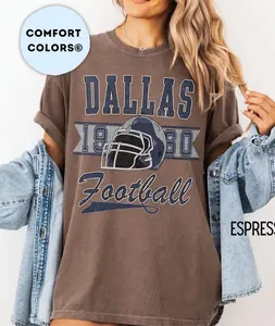 Dallas Football Tshirt, Vintage Style Dallas Football Shirt, Cowboy tshirt, Dallas Football Gift Streetwear Casual Round Neck Cotton Crewneck Shortsleeve Clothe Tops Tshirt T-Shirt Fit Menswear Unisex Fashion